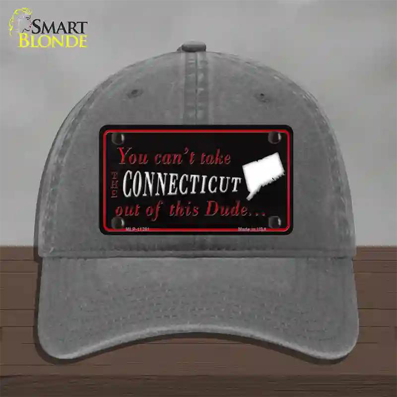 Connecticut Dude Novelty License Plate Hat Unconstructed Cotton / Charcoal