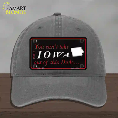 Iowa Dude Novelty License Plate Hat Unconstructed Cotton / Charcoal