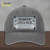 Danger Curves Ahead Novelty License Plate Hat Unconstructed Cotton / Charcoal