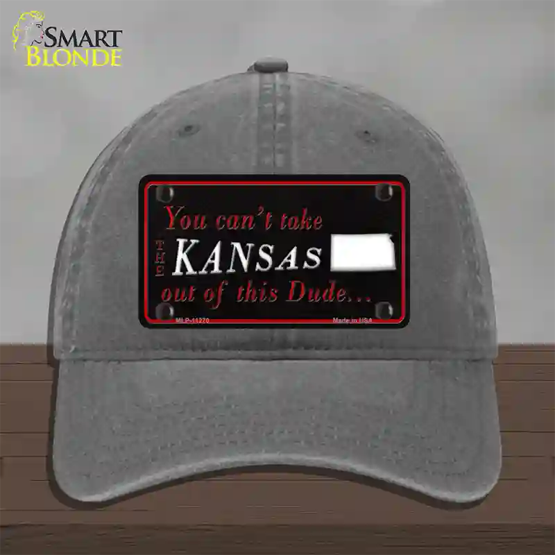 Kansas Dude Novelty License Plate Hat Unconstructed Cotton / Charcoal