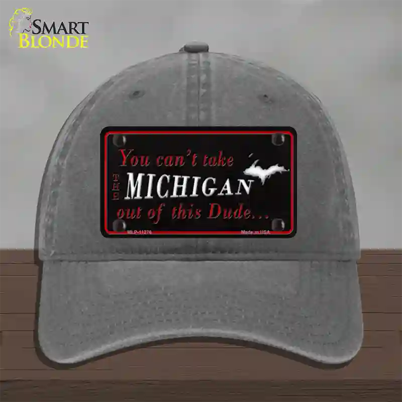 Michigan Dude Novelty License Plate Hat Unconstructed Cotton / Charcoal