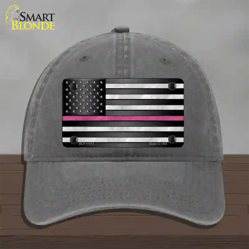 Thin Pink Line Novelty License Plate Hat Unconstructed Cotton / Charcoal