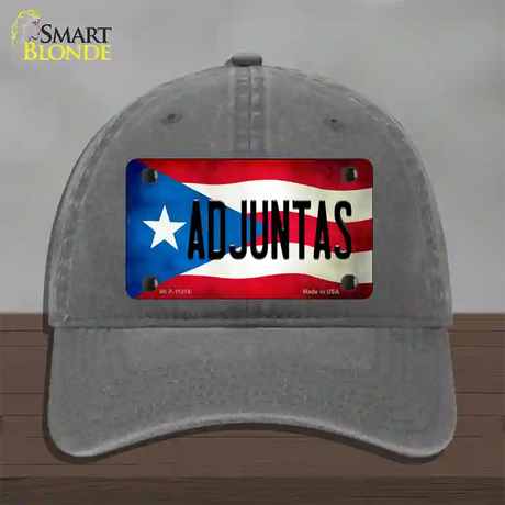 Adjuntas Puerto Rico Flag Novelty License Plate Hat Unconstructed Cotton / Charcoal