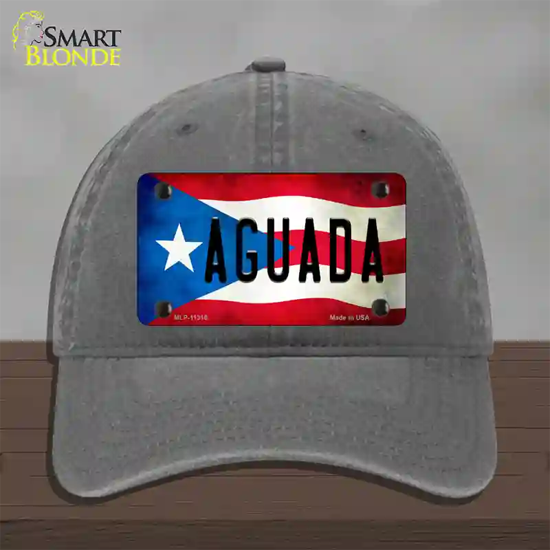 Aguada Puerto Rico Flag Novelty License Plate Hat Unconstructed Cotton / Charcoal