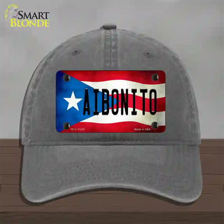 Aibonito Puerto Rico Flag Novelty License Plate Hat Unconstructed Cotton / Charcoal