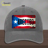 Arecibo Puerto Rico Flag Novelty License Plate Hat Unconstructed Cotton / Charcoal