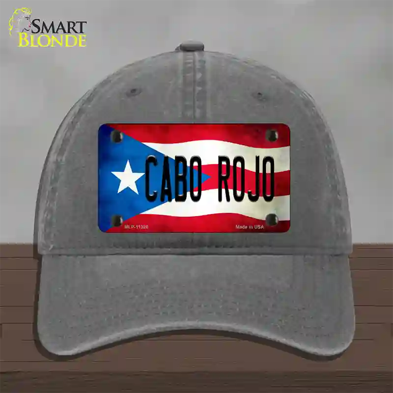 Cabo Rojo Puerto Rico Flag Novelty License Plate Hat Unconstructed Cotton / Charcoal