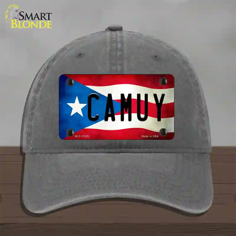 Camuy Puerto Rico Flag Novelty License Plate Hat Unconstructed Cotton / Charcoal