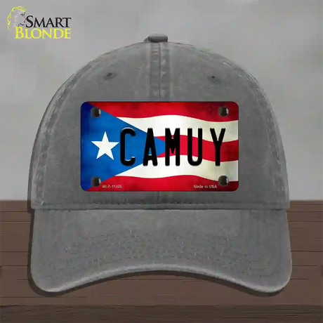 Camuy Puerto Rico Flag Novelty License Plate Hat Unconstructed Cotton / Charcoal