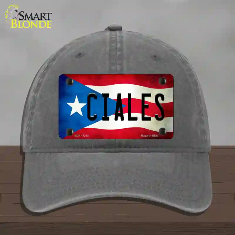 Ciales Puerto Rico Flag Novelty License Plate Hat Unconstructed Cotton / Charcoal