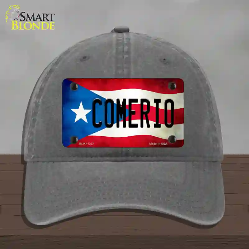 Comerio Puerto Rico Flag Novelty License Plate Hat Unconstructed Cotton / Charcoal