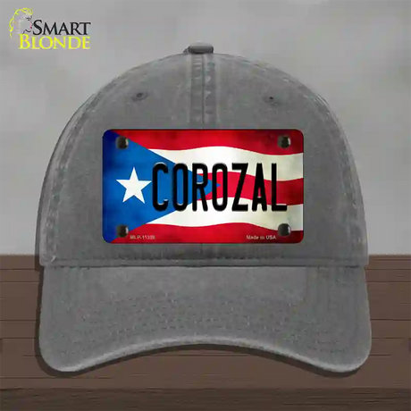 Corozal Puerto Rico Flag Novelty License Plate Hat Unconstructed Cotton / Charcoal