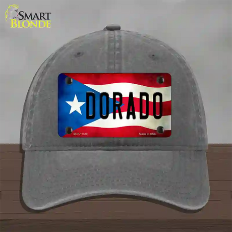 Dorado Puerto Rico Flag Novelty License Plate Hat Unconstructed Cotton / Charcoal