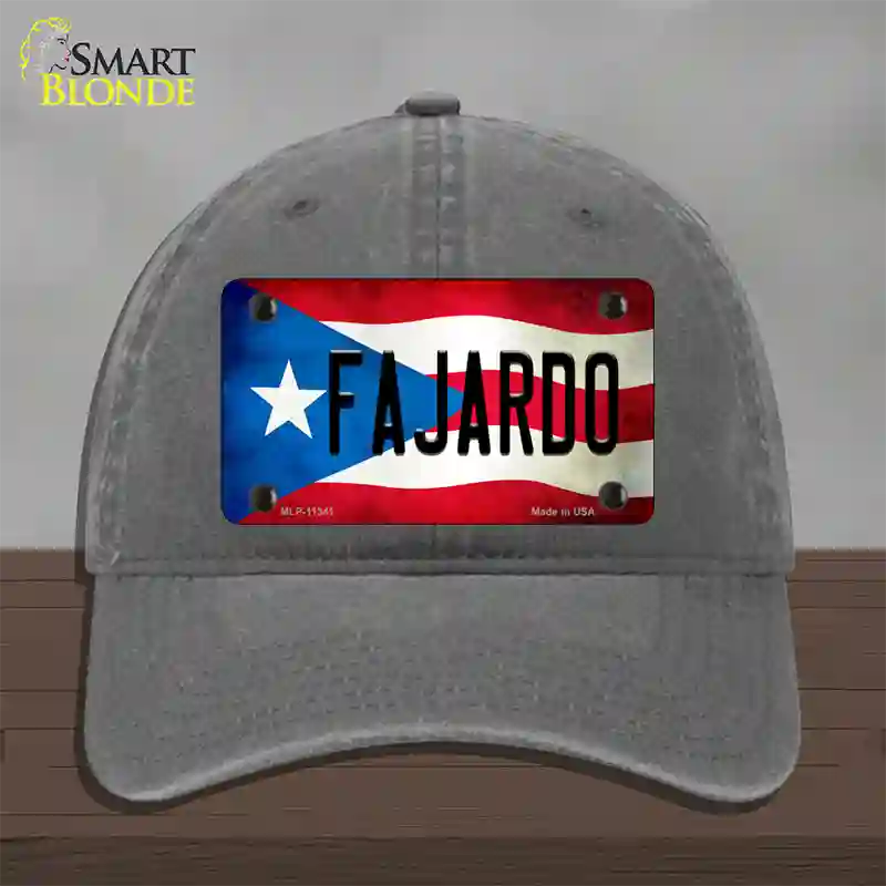 Fajardo Puerto Rico Flag Novelty License Plate Hat Unconstructed Cotton / Charcoal