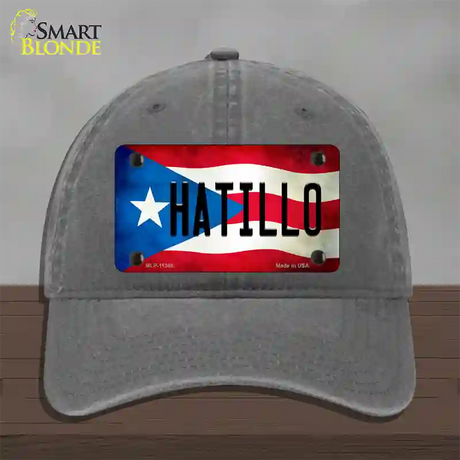 Hatillo Puerto Rico Flag Novelty License Plate Hat Unconstructed Cotton / Charcoal