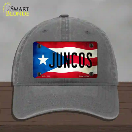 Juncos Puerto Rico Flag Novelty License Plate Hat Unconstructed Cotton / Charcoal