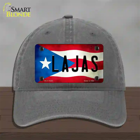 Lajas Puerto Rico Flag Novelty License Plate Hat Unconstructed Cotton / Charcoal