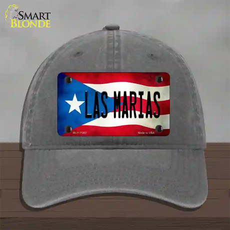 Las Marias Puerto Rico Flag Novelty License Plate Hat Unconstructed Cotton / Charcoal