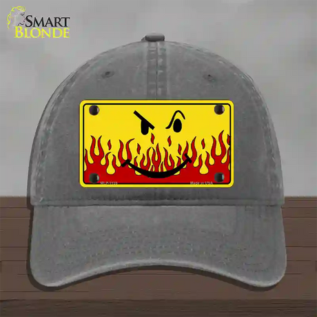 Smiley Flame Novelty License Plate Hat Unconstructed Cotton / Charcoal