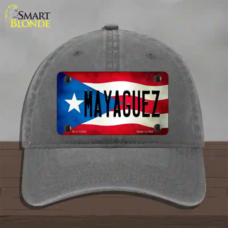 Mayaguez Puerto Rico Flag Novelty License Plate Hat Unconstructed Cotton / Charcoal