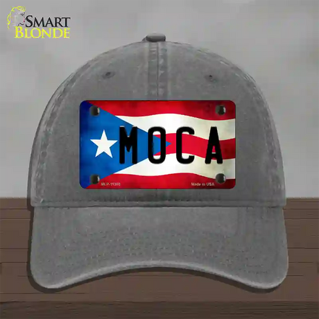 Moca Puerto Rico Flag Novelty License Plate Hat Unconstructed Cotton / Charcoal