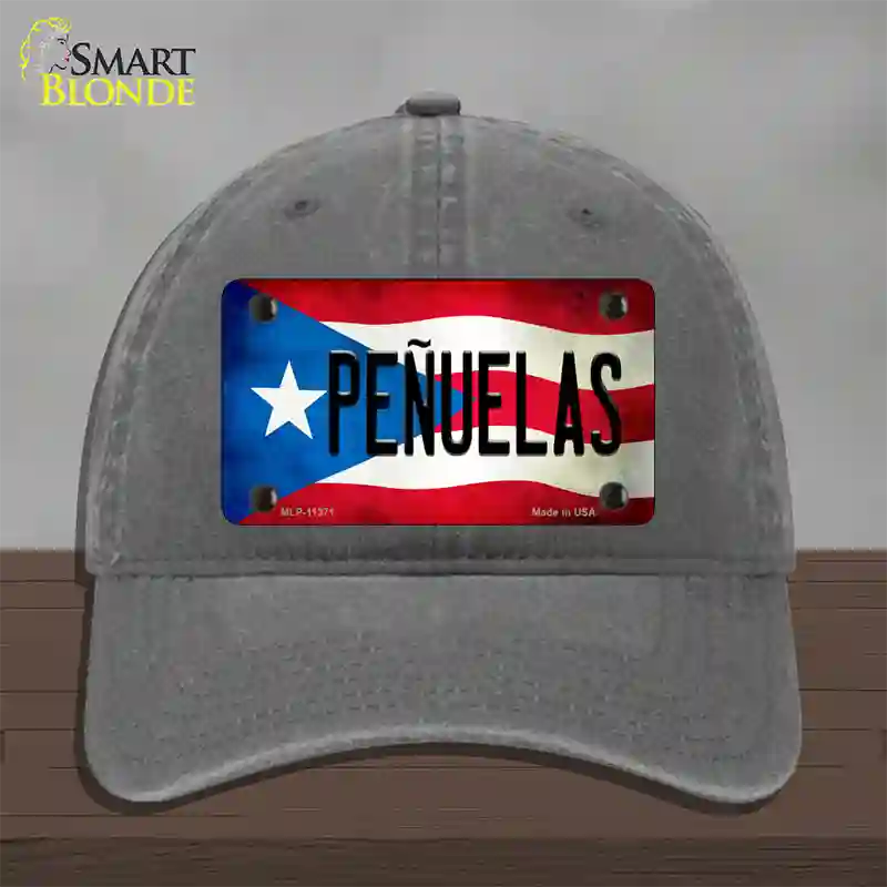 Penuelas Puerto Rico Flag Novelty License Plate Hat Unconstructed Cotton / Charcoal