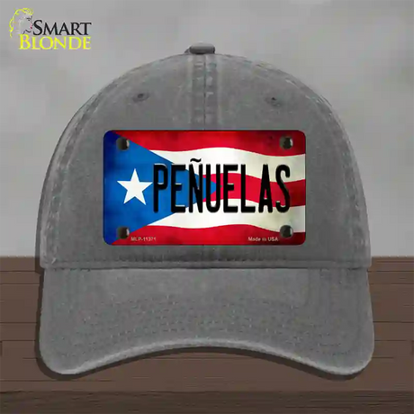 Penuelas Puerto Rico Flag Novelty License Plate Hat Unconstructed Cotton / Charcoal