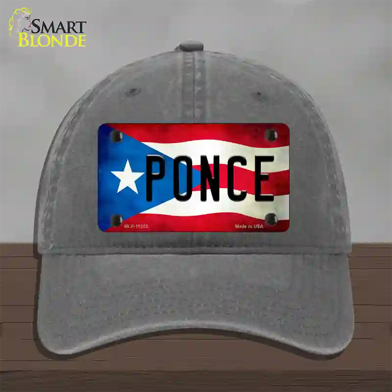 Ponce Puerto Rico Flag Novelty License Plate Hat Unconstructed Cotton / Charcoal