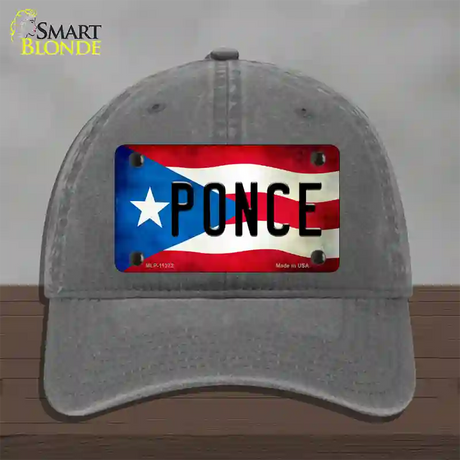 Ponce Puerto Rico Flag Novelty License Plate Hat Unconstructed Cotton / Charcoal