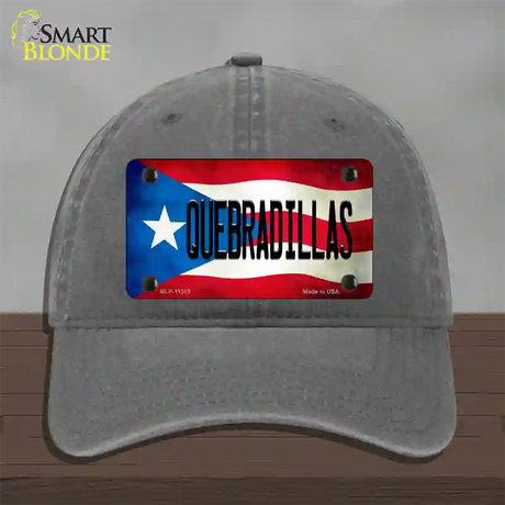 Quebradillas Puerto Rico Flag Novelty License Plate Hat Unconstructed Cotton / Charcoal