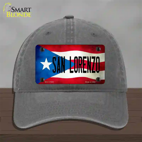 San Lorenzo Puerto Rico Flag Novelty License Plate Hat Unconstructed Cotton / Charcoal