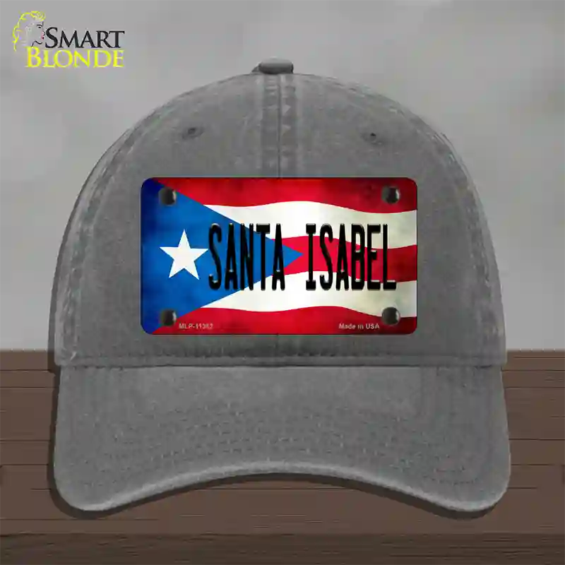 Santa Isabel Puerto Rico Flag Novelty License Plate Hat Unconstructed Cotton / Charcoal