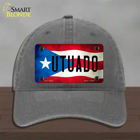 Utuado Puerto Rico Flag Novelty License Plate Hat Unconstructed Cotton / Charcoal