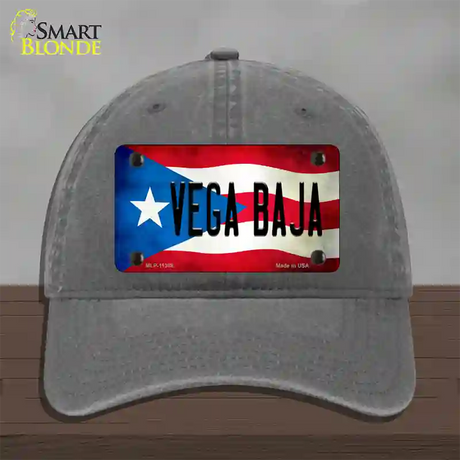 Vega Baja Puerto Rico Flag Novelty License Plate Hat Unconstructed Cotton / Charcoal