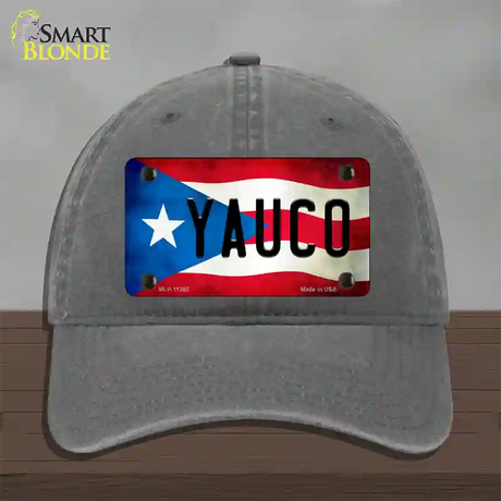 Yauco Puerto Rico Flag Novelty License Plate Hat Unconstructed Cotton / Charcoal