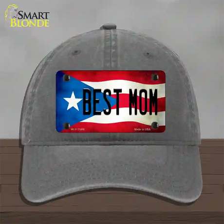 Best Mom Puerto Rico Flag Novelty License Plate Hat Unconstructed Cotton / Charcoal