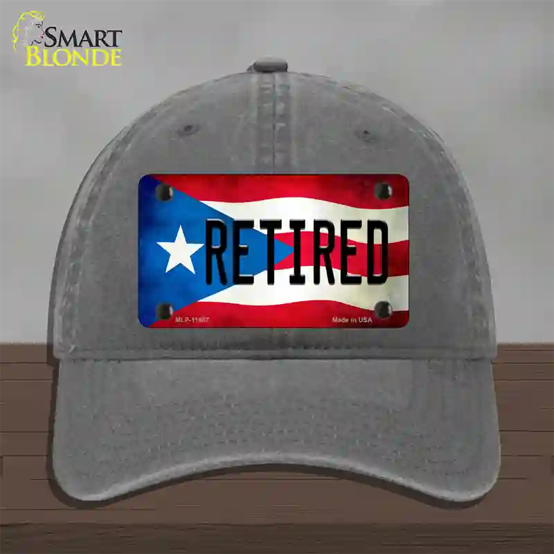 Retired Puerto Rico Flag Novelty License Plate Hat Unconstructed Cotton / Charcoal