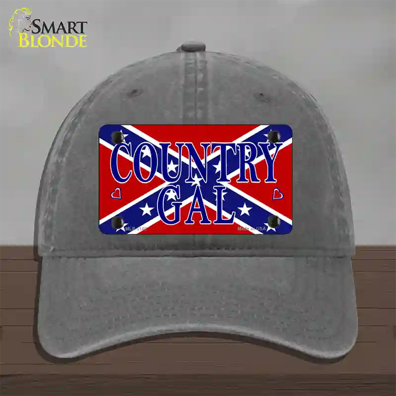 Confederate Country Gal Novelty License Plate Hat Unconstructed Cotton / Charcoal