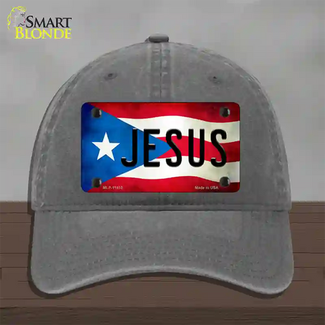 Jesus Puerto Rico Flag Novelty License Plate Hat Unconstructed Cotton / Charcoal