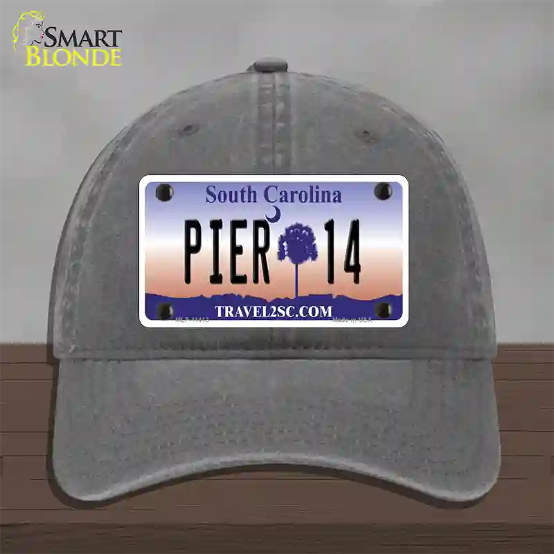 Pier 14 South Carolina Novelty License Plate Hat Unconstructed Cotton / Charcoal