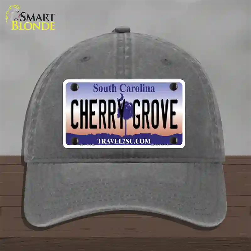 Cherry Grove South Carolina Novelty License Plate Hat Unconstructed Cotton / Charcoal