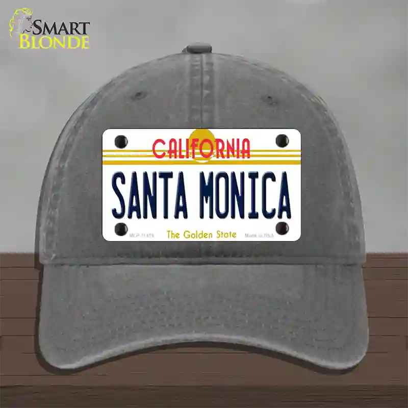 Santa Monica California Novelty License Plate Hat Unconstructed Cotton / Charcoal