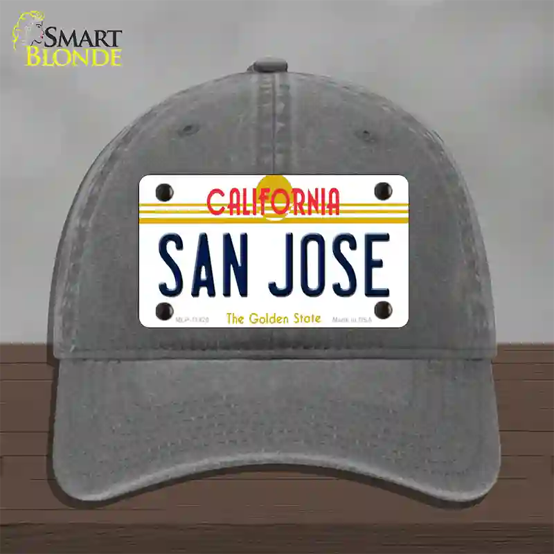 San Jose California Novelty License Plate Hat Unconstructed Cotton / Charcoal