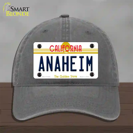 Anaheim California Novelty License Plate Hat Unconstructed Cotton / Charcoal