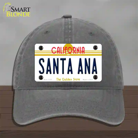 Santa Ana California Novelty License Plate Hat Unconstructed Cotton / Charcoal