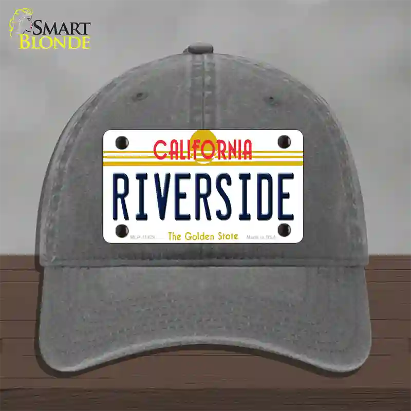 Riverside California Novelty License Plate Hat Unconstructed Cotton / Charcoal