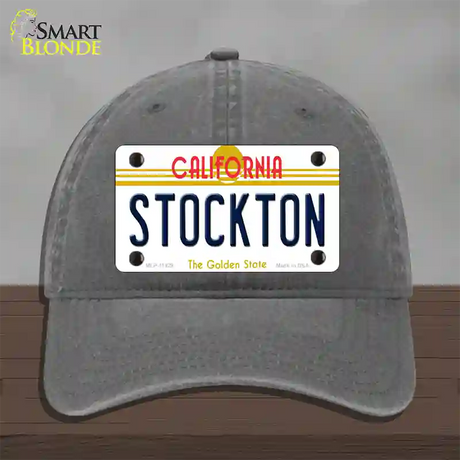 Stockton California Novelty License Plate Hat Unconstructed Cotton / Charcoal