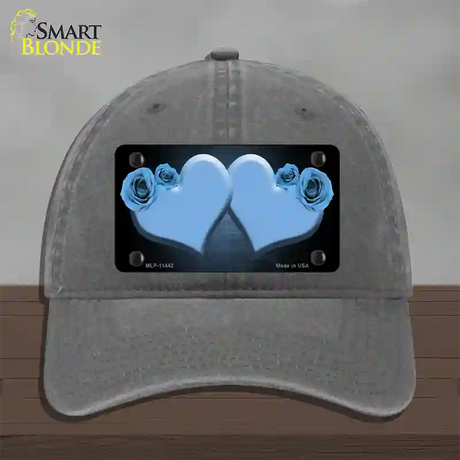 Hearts Over Roses In Light Blue Novelty License Plate Hat Unconstructed Cotton / Charcoal