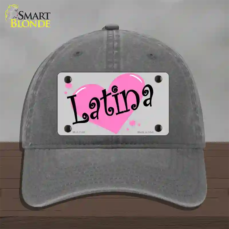 Latina Novelty License Plate Hat Unconstructed Cotton / Charcoal