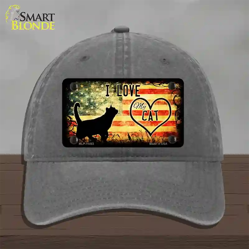 I Love My Cat Novelty License Plate Hat Unconstructed Cotton / Charcoal